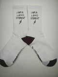 I AM A LIVING ST8MENT - Sports Crew Socks (White/Burgundy)