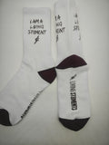 I AM A LIVING ST8MENT - Sports Crew Socks (White/Burgundy)