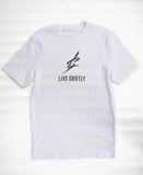 LIVE GR8TLY Premium Tee (White/Olive Green)