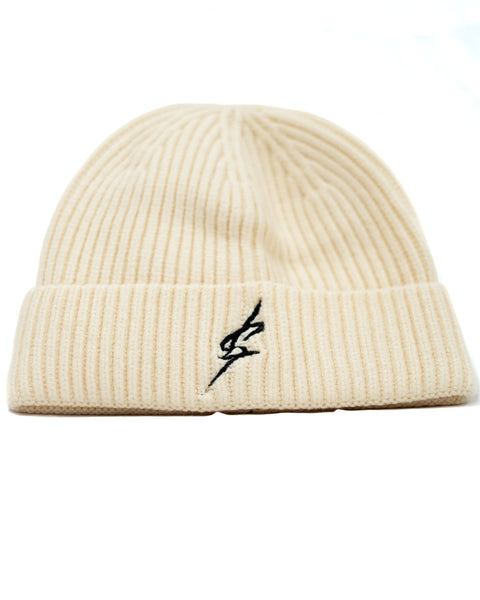 LIVING ST8MENTS Classis Logo - Cream Fisherman Beanie