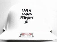 I AM A LIVING ST8MENT | White Classic Flat Brim Snapback