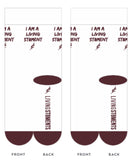 I AM A LIVING ST8MENT - Sports Crew Socks (White/Burgundy)
