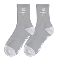 I AM A LIVING ST8MENT - Sports Crew Socks (Grey/White)