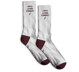 I AM A LIVING ST8MENT - Sports Crew Socks (White/Burgundy)